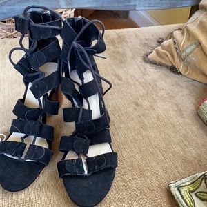 Marc Fisher suede chunky wood  heal Sandals